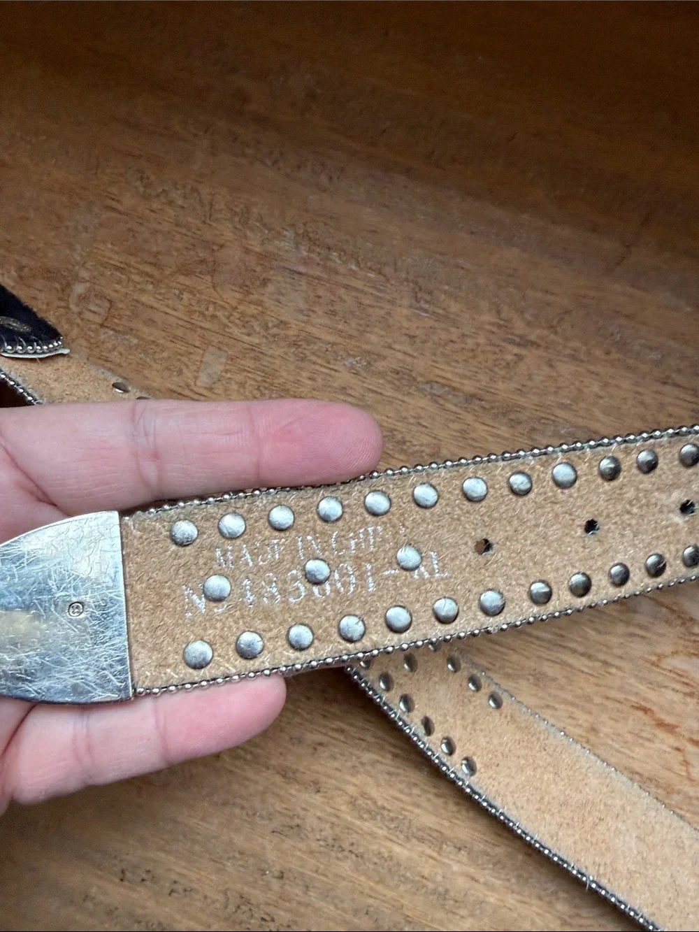 Studded Black Western Belt with Silver Buckle